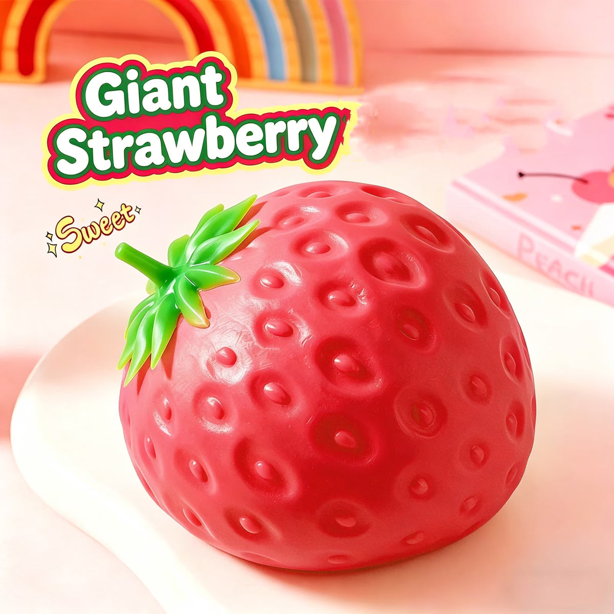 Jumbo Strawberry Squish Toys, 15" Dumpling Taba Squish Toys, Stress Balls, Gifts